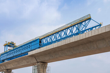 Bridge erection beam launcher girder crane equipment in construction site  