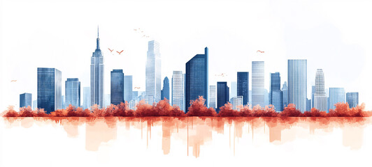 City silhouette, Abstract city skyline in sky, Abstract city background, panorama