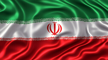 Realistic Iran Flag Background In Silk Texture Style