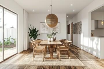 Australian mid-century dining area designd with Scandinavian interior elements.
