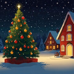 Christmas tree in front of a house