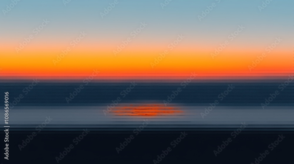 Poster abstract sunset reflection over water with vertical motion blur creating colorful gradient effect in