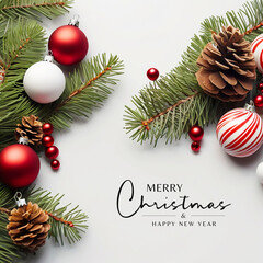 Realistic Christmas and happy new year background with realistic decorations