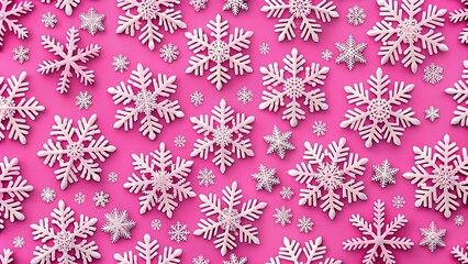 Minimalist Snowflake Christmas Pattern - Pink Background