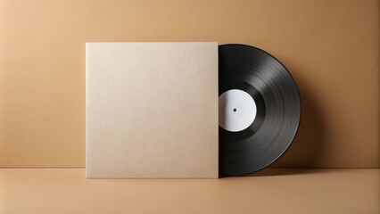 Minimalist Vinyl Album Mockup - Blank White & Black Cover