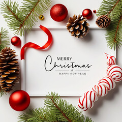 Realistic Christmas and happy new year background with realistic decorations