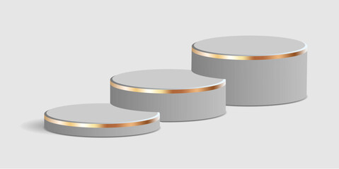 cylinder podium tube circle podium with gold strip stage 3d Abstract minimal scene mockup products display studio, Stage showcase. Vector geometric forms