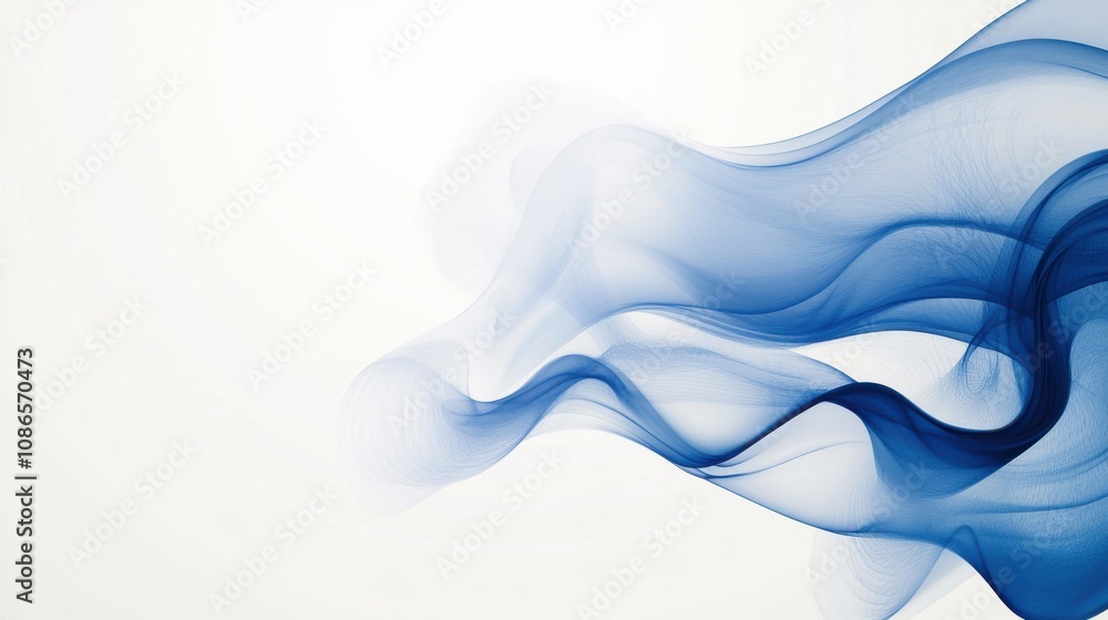 Poster soft swirling blue vapor flows gracefully against a light background, creating a calming and etherea