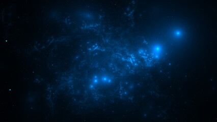 Fototapeta premium glowing blue nebula illuminates the dark void of space, with bright stars scattered throughout, creating a breathtaking scene of cosmic beauty during this stellar phenomenon