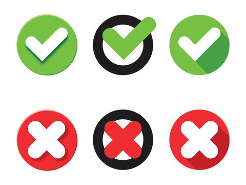 illustration of set check mark in flat design isolated on white background.check mark symbol design.flase and true checkmarks icon