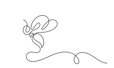 Naklejka premium Honey bee vector, one continuous line drawing of a honeybee.single line drawing of a flying bee. line art isolated on a white background, illustrating a honey bee and honeycomb.