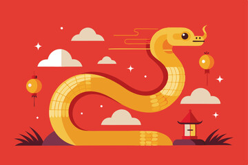 Abstract minimalist chinese new year design featuring the year of the snake