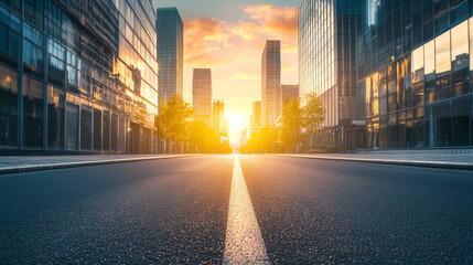 An HDRi of a modern urban street at sunset