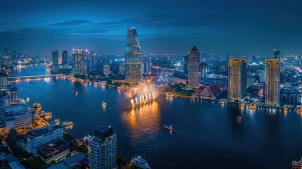 Fototapeta premium Stunning Night View of a Vibrant Cityscape