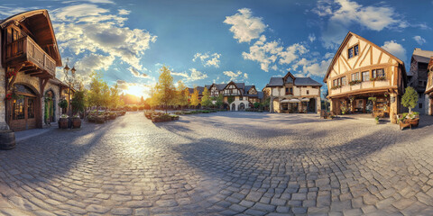 HDRI of a medieval village plaza