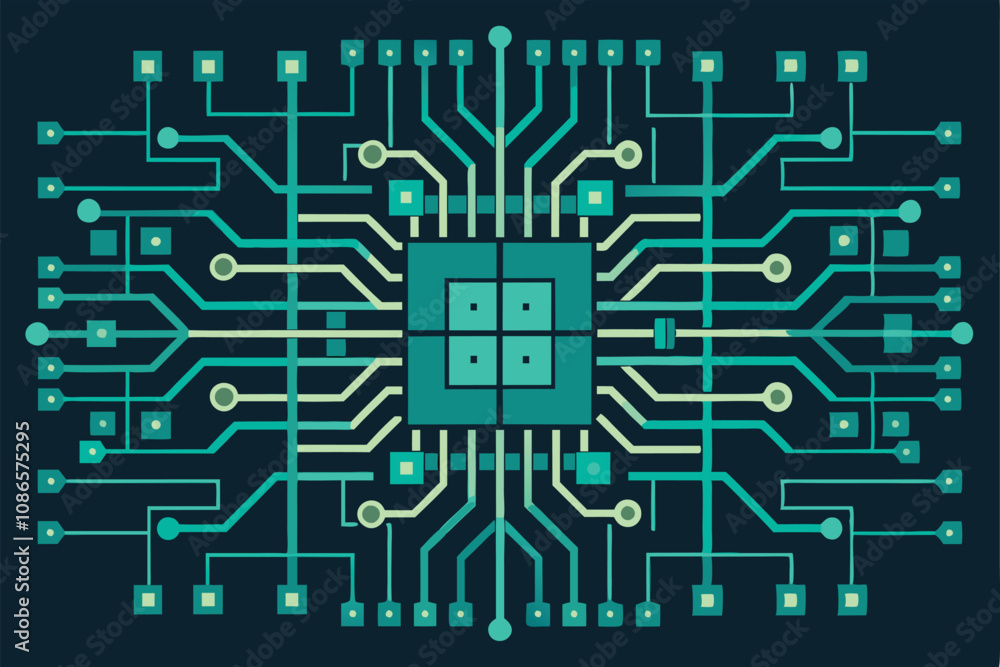 Poster this grid-like pattern resembles a complex circuit diagram filled with interconnected pathways, a gr