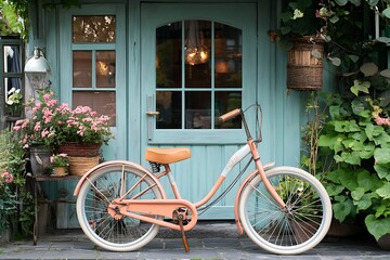 bicycle in front of a house