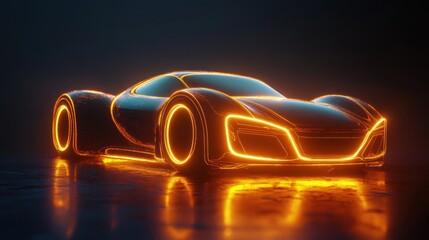 3D rendering of a sleek car protected by a glowing shield symbolizing car insurance