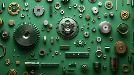 Green mechanical parts on a green board