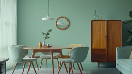 Minimalist Japandi living room with a sofa, rattan decor, and farmhouse accents.
