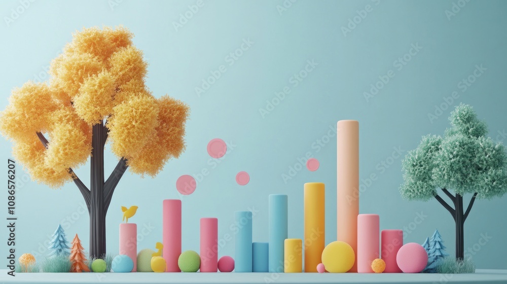Poster 3d rendering of graph showing life insurance coverage over different time periods
