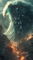 Fototapeta premium E waste Tsunami, Digital Waste and Environmental Impact