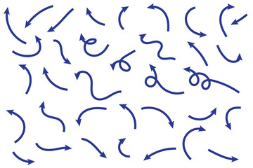 Hand drawn doodle arrows. Set of simple vector arrows.