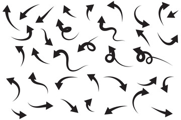 Thin arrows set for business plan, presentation and education. Sign, Symbol, Hand drawn arrow collection.