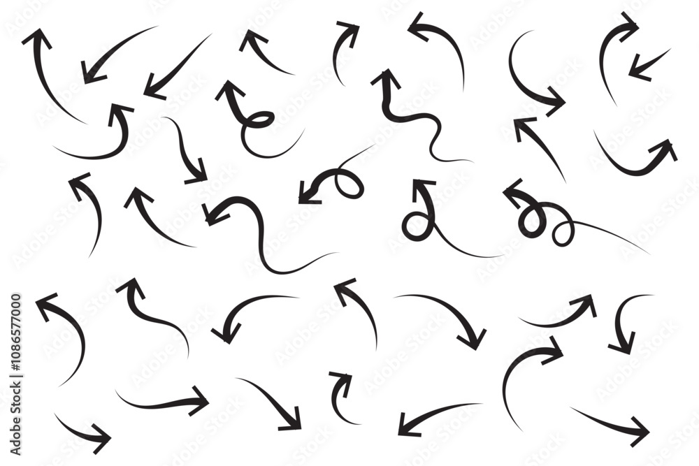 Wall mural hand drawn doodle arrows. set of simple vector arrows.