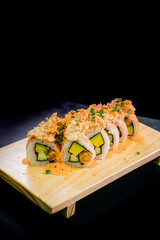 Set of maki sushi rolls nikkei japanese food combo maki