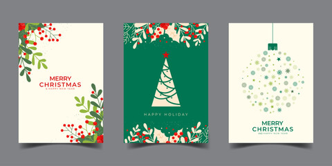 Merry christmas and happy new year poster design art decoration,suitable for invitation,greeting card,poster and cover template holiday design
