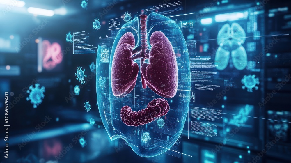 Aufkleber critical illness insurance documents floating above internal organs and protective shield in a 3d re