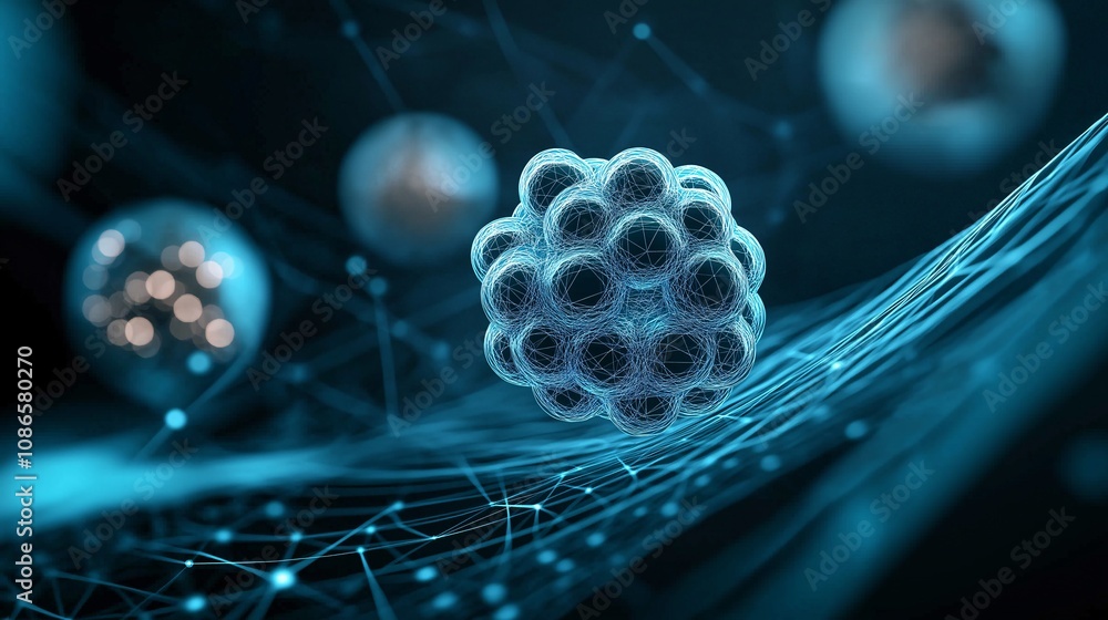 Aufkleber futuristic representation of a hydrogen molecule on a dynamic background with network connections an