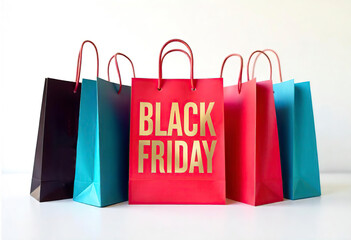 Black Friday Shopping Extravaganza with Vibrant Discount Bags and Deals, shopping bag, package, packet, Black Friday, Shopping, Discount bags, Holiday sales