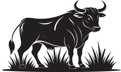 Fototapeta premium Zebu vector illustration silhouette transprant background