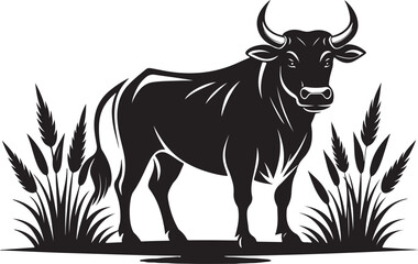 Obraz premium Zebu vector illustration silhouette transprant background