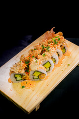 Set of maki sushi rolls nikkei japanese food combo maki