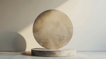 Oval Concrete Sculpture on Circular Pedestal