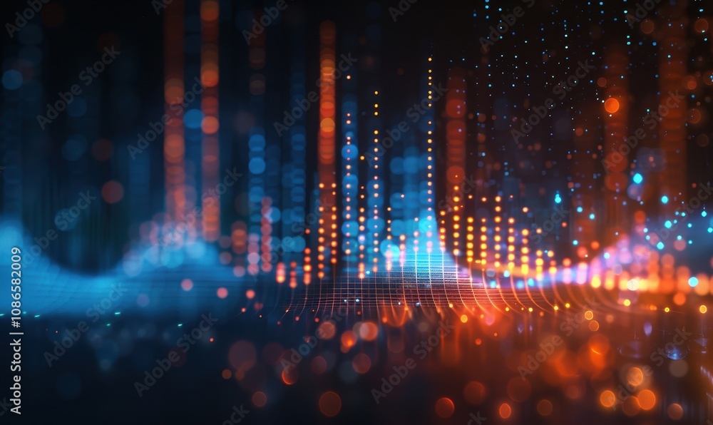 Poster abstract digital data visualization showing bright lights