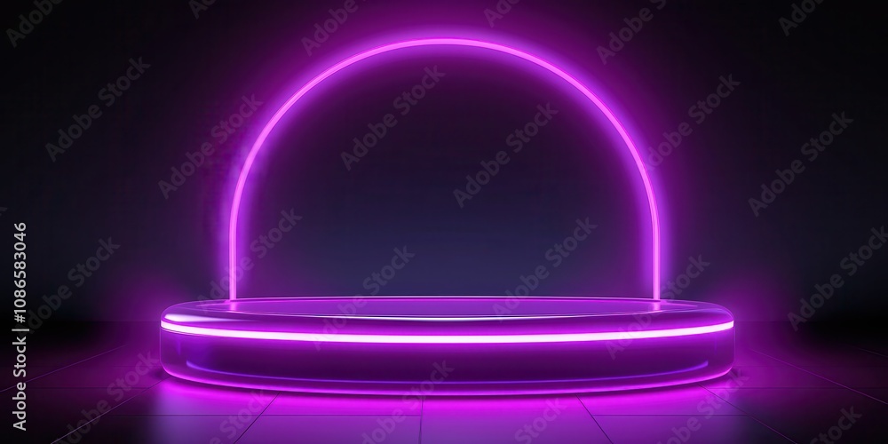 Aufkleber purple neon light display circular platform background
