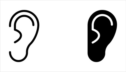 Ear vector icon set, hearing symbol on white background