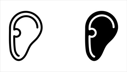 Ear vector icon set, hearing symbol on white background