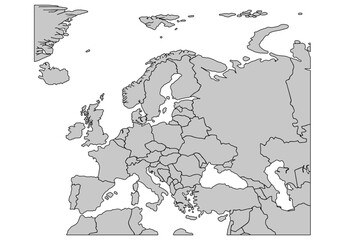 Europe map isolated on white background. for website layouts, background, education, precise, customizable, Travel worldwide, map silhouette backdrop, earth geography, political, reports.