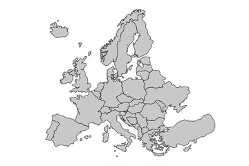 Europe map isolated on white background. for website layouts, background, education, precise, customizable, Travel worldwide, map silhouette backdrop, earth geography, political, reports.