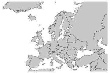 Europe map isolated on white background. for website layouts, background, education, precise, customizable, Travel worldwide, map silhouette backdrop, earth geography, political, reports.