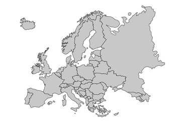 Europe map isolated on white background. for website layouts, background, education, precise, customizable, Travel worldwide, map silhouette backdrop, earth geography, political, reports.