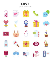 Set of Love Icons. Simple line art style icons pack.