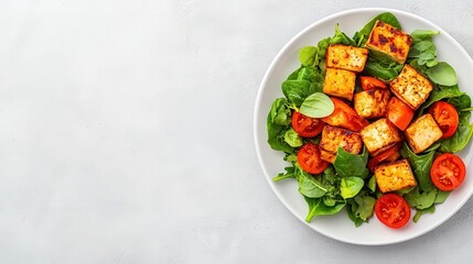 Plate of detox vegetables with grilled tofu, highlighting fatburning meals in a clean and minimal setting, detox meal, fat loss diet