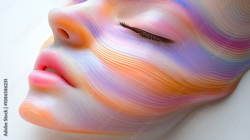 Poster captivating holographic visuals creating a dreamlike blend of soft colors and ethereal lines on a se
