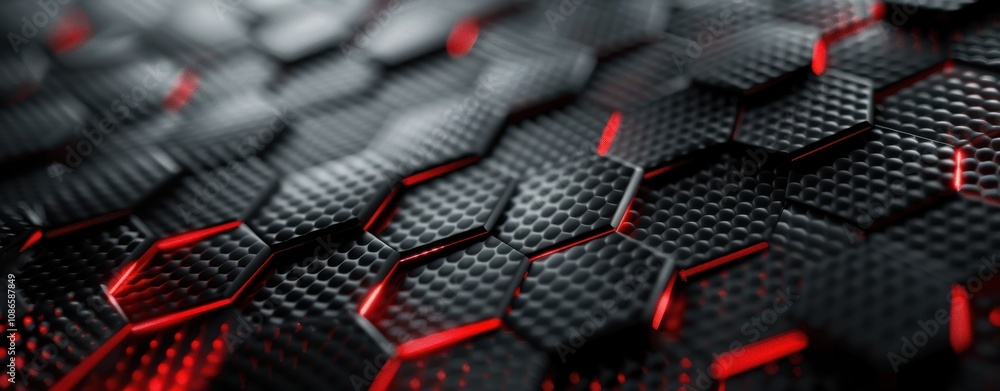 Poster abstract red and black hexagon pattern background